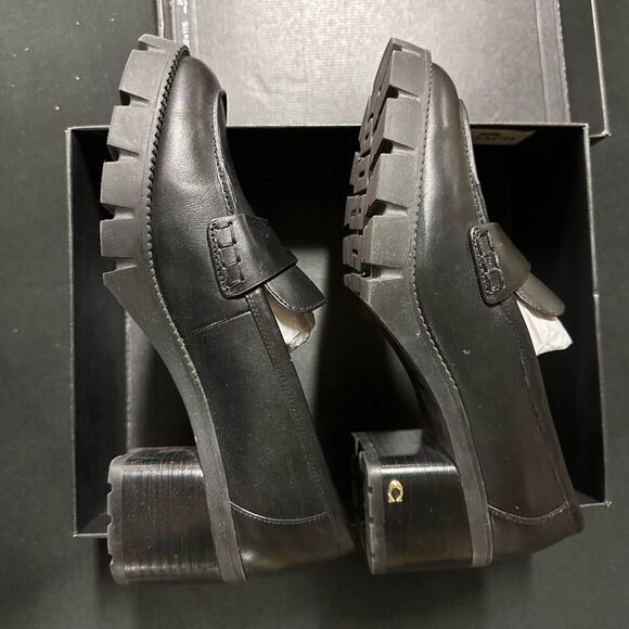 New Coach Colleen Black Leather Platform Loafers 9 - Picture 4 of 7